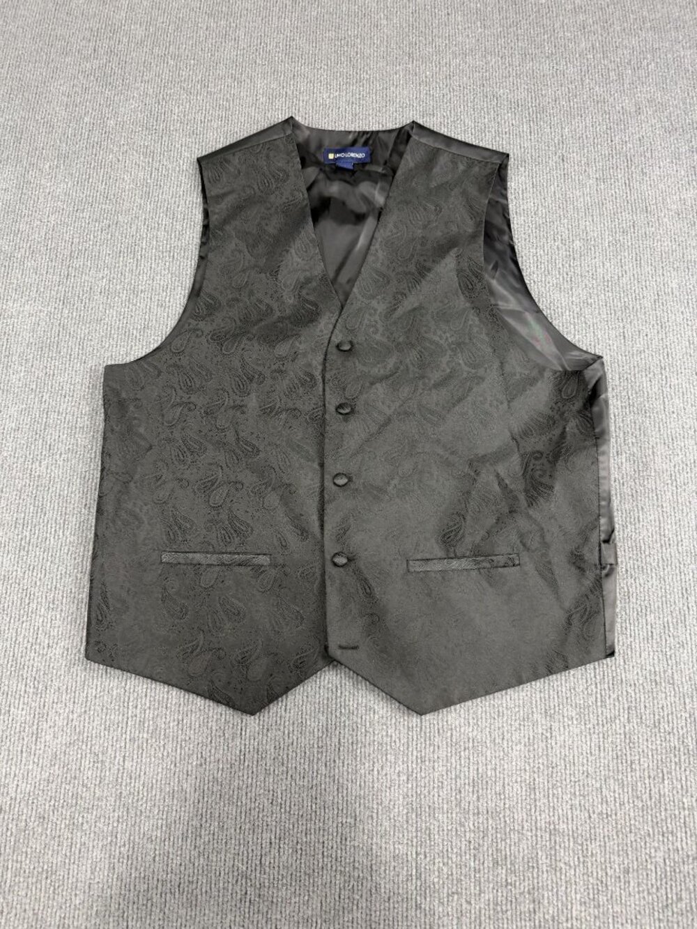 Umo Lorenzo Mens Black Paisley Vest S